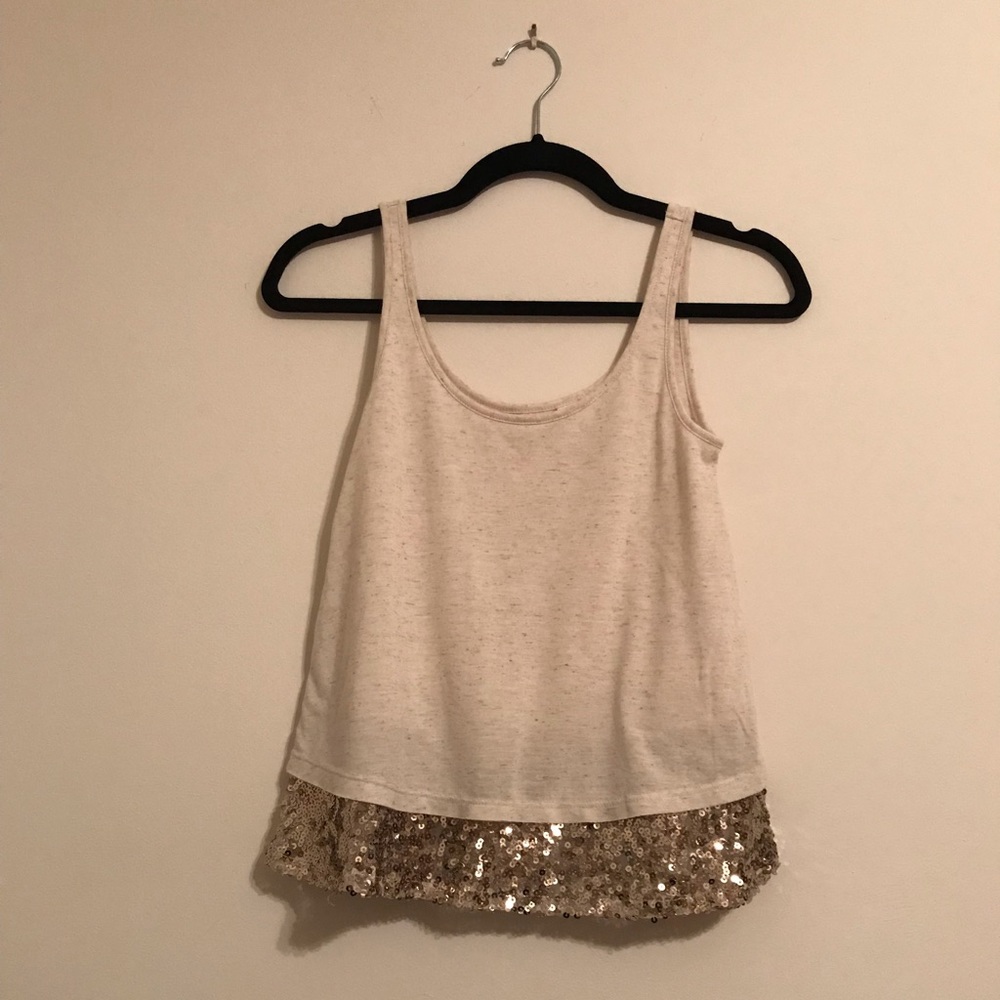 🍁Cream and gold glitter tank top, size XS by Mudd
